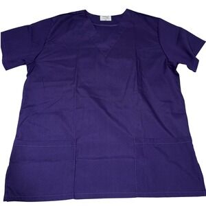 Scrubs USA Purple V-Neck Scrub Top Short Sleeve 2XL Made in USA Professional